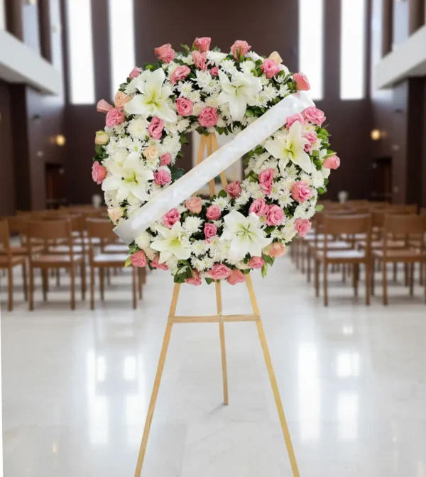 corona-funebre-para-mujer_floresfunebresdf-dot-mx Corona funebre para mujer, diseñada con elegancia y sensibilidad para rendir un homenaje lleno de respeto y amor.