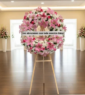 Coronas fúnebres con flores, rosas y lirios Acapulco, diseñadas para expresar un homenaje elegante y lleno de respeto
