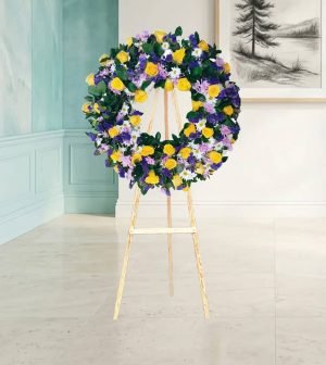 Corona funebre colorida en CDMX con entregas rapidas 1 a 3 horas el mismo dia a todas las funerarias de la ciudad