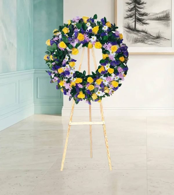 Corona funebre colorida en CDMX con entregas rapidas 1 a 3 horas el mismo dia a todas las funerarias de la ciudad